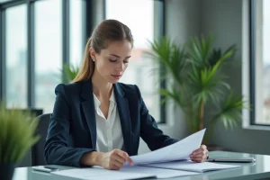 Femme d'affaires confiante dans un bureau moderne