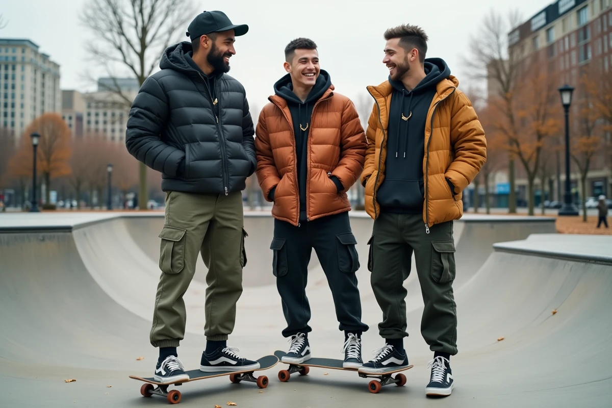 Groupe de jeunes dans un skate park urbain